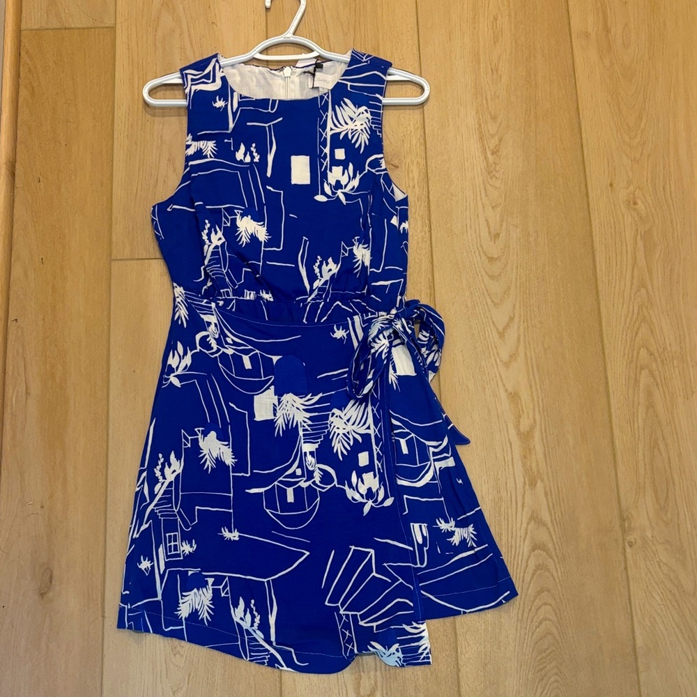 Blue Kids Dress with White Print